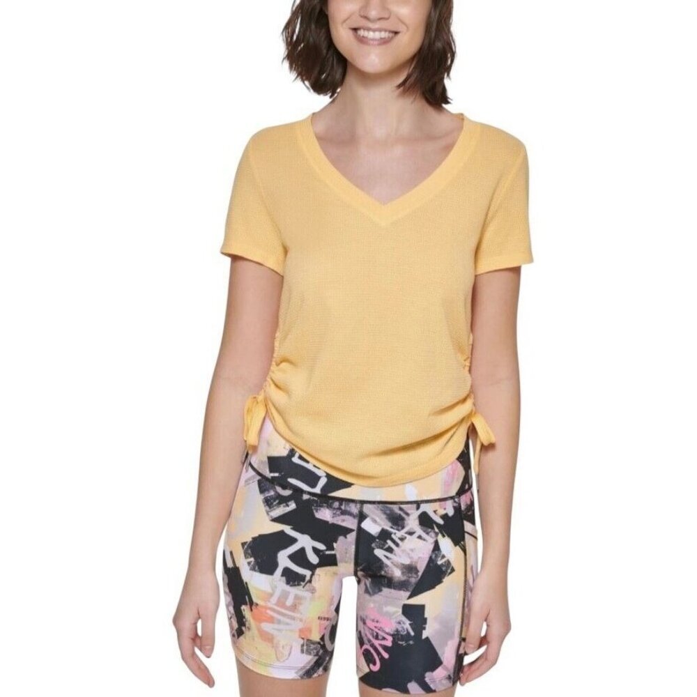 Calvin Klein Womens Size XS Yellow Ruched‎ Thermal Lightweight Top NWT